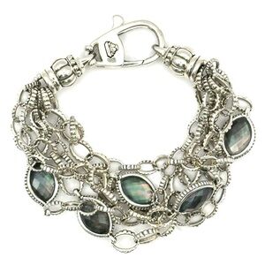 Lagos Black Mother of Pearl Silver Multistrand Bracelet